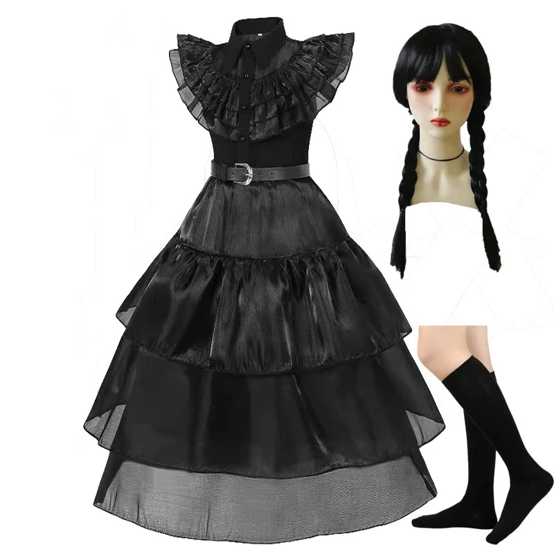 Girls Halloween Costume Black Gothic Costume Kids Up - 1 PCS A / 7-8T(140)