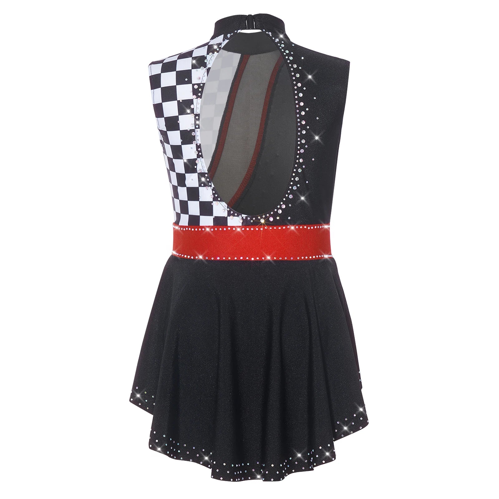 Kids Girl Circus Clown Sleeveless Dance Leotard Ringmaster Magician Jumpsuit Halloween - Red A / 12