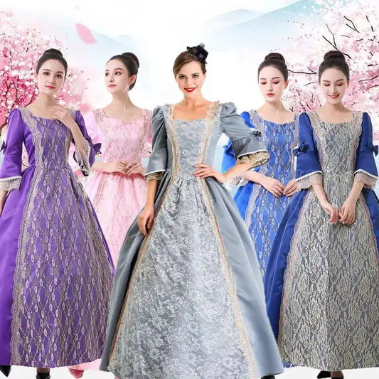 Halloween Costume for Adult Women's Palace Court Medieval Renaissance Retro Gothic - color 15 / XXL