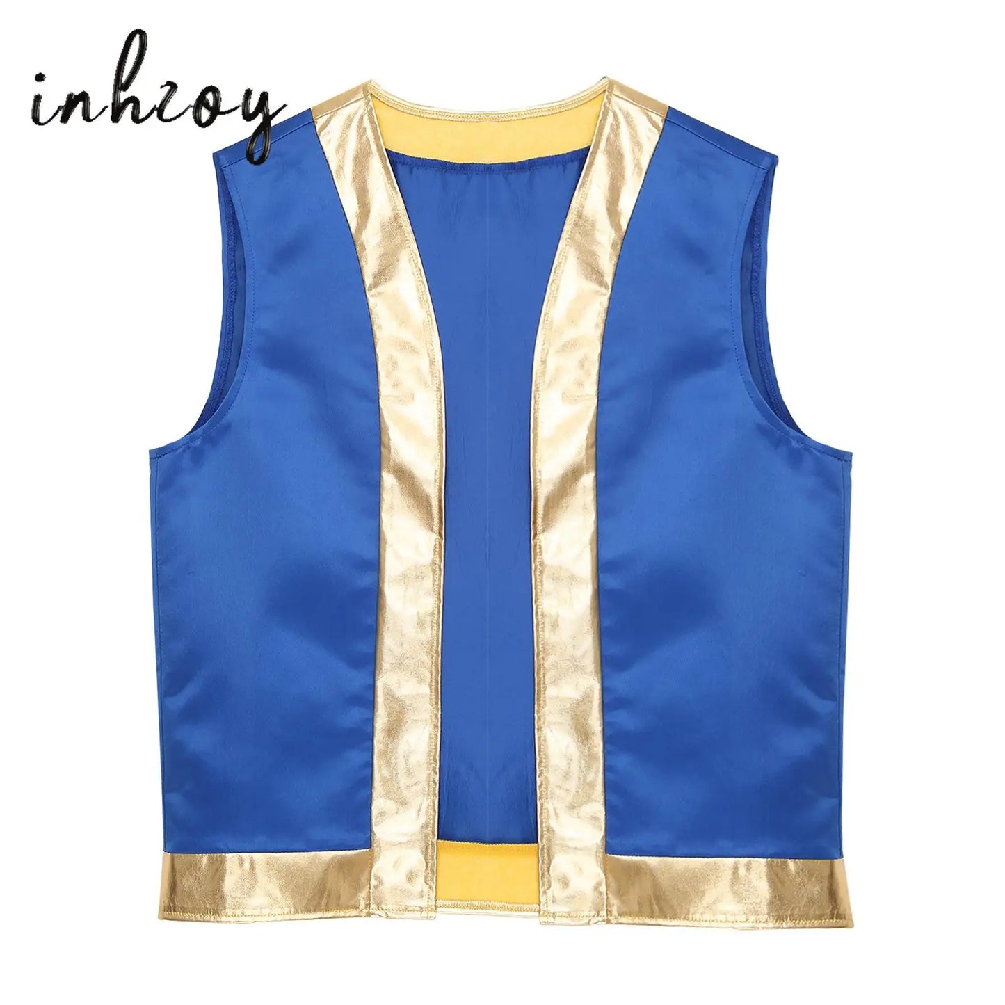 Men's Toad Sleeveless Vest Waistcoat Arabian Prince Lamp Up Mythical Costume