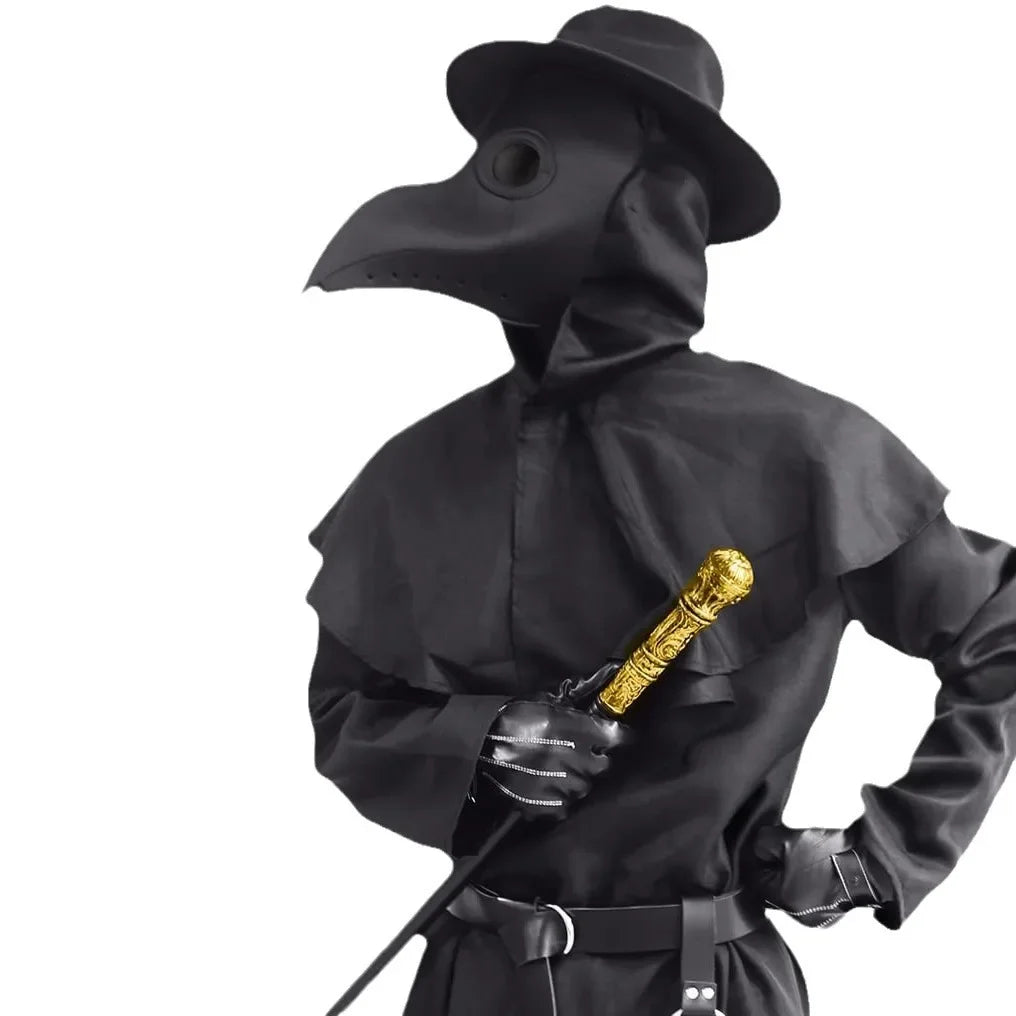 Plague Doctor Costume Black Hooded Cloak Uniform Boys Adult Carnival Costume Doctor