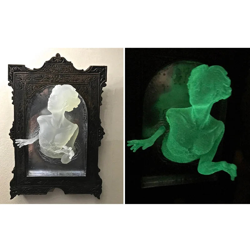 Halloween Ghost in The Mirror Wall Sculpture Horror Devil's Hand Luminous Resin Crafts Statue Creative Home - product image 4