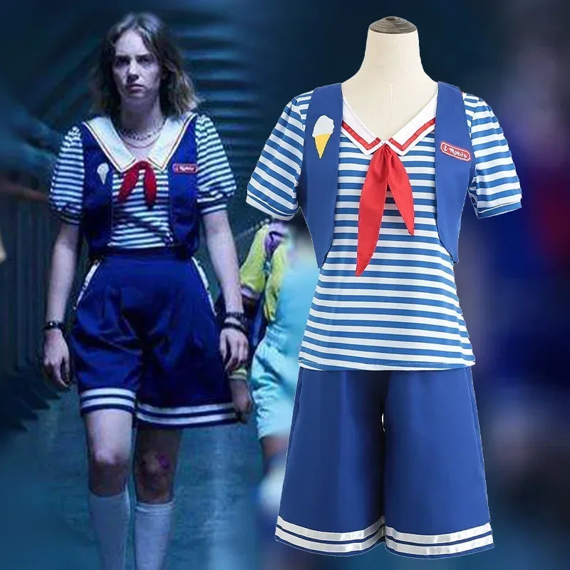 Halloween C.Retro 80s Ice Cream Shop Cosplay Costume pour adultes, chemise, pantalon, chapeau, glaçures, fête