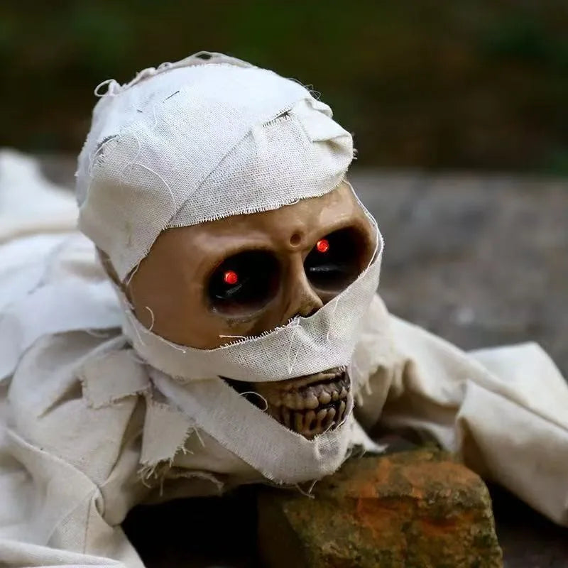 Scary Crawling Mummy Figurine With LED Red Eyes Halloween Indoor Home Decor - product image 3
