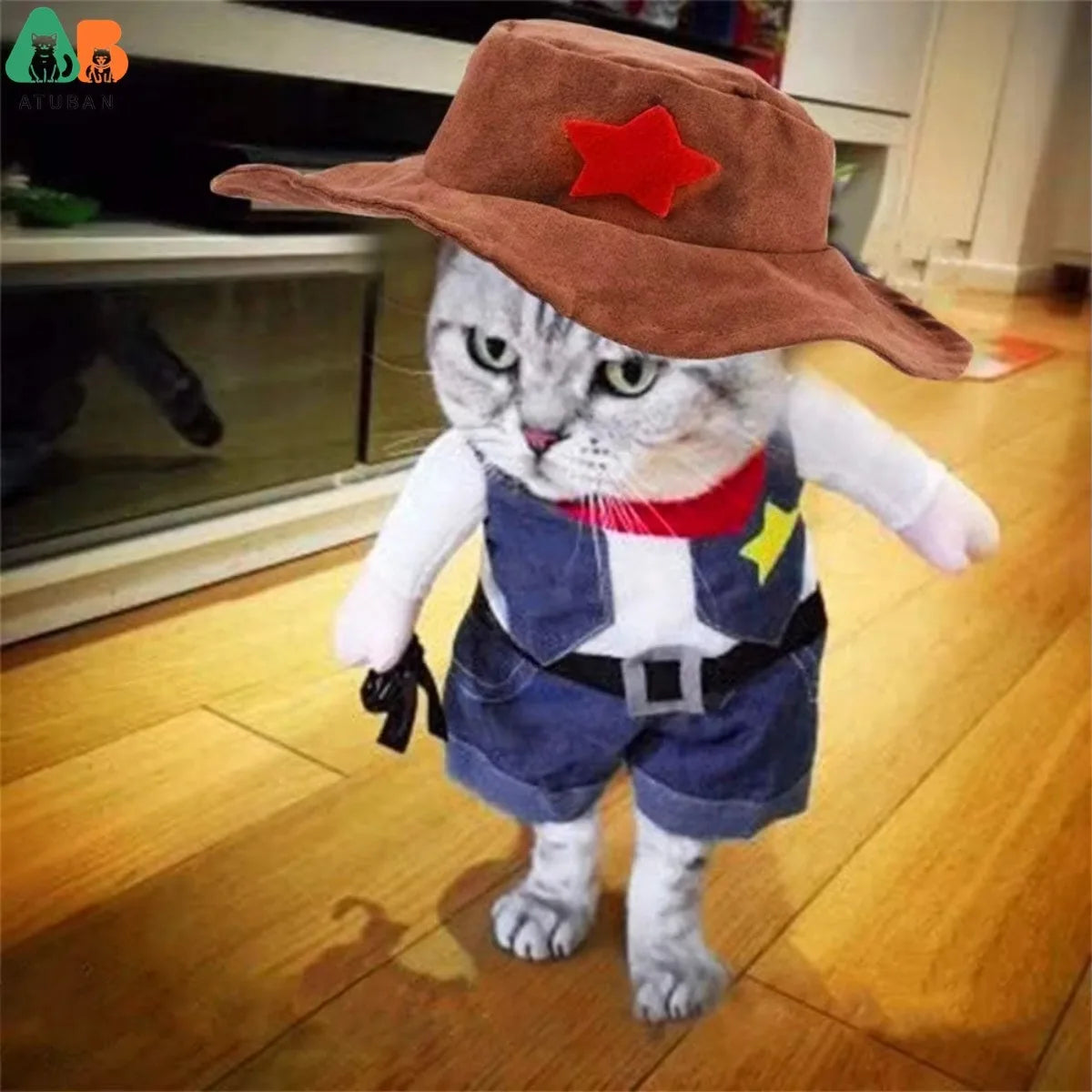 Pet Cowboy Dog Cat West Uniform Hat Funny Costume - alternate view 3