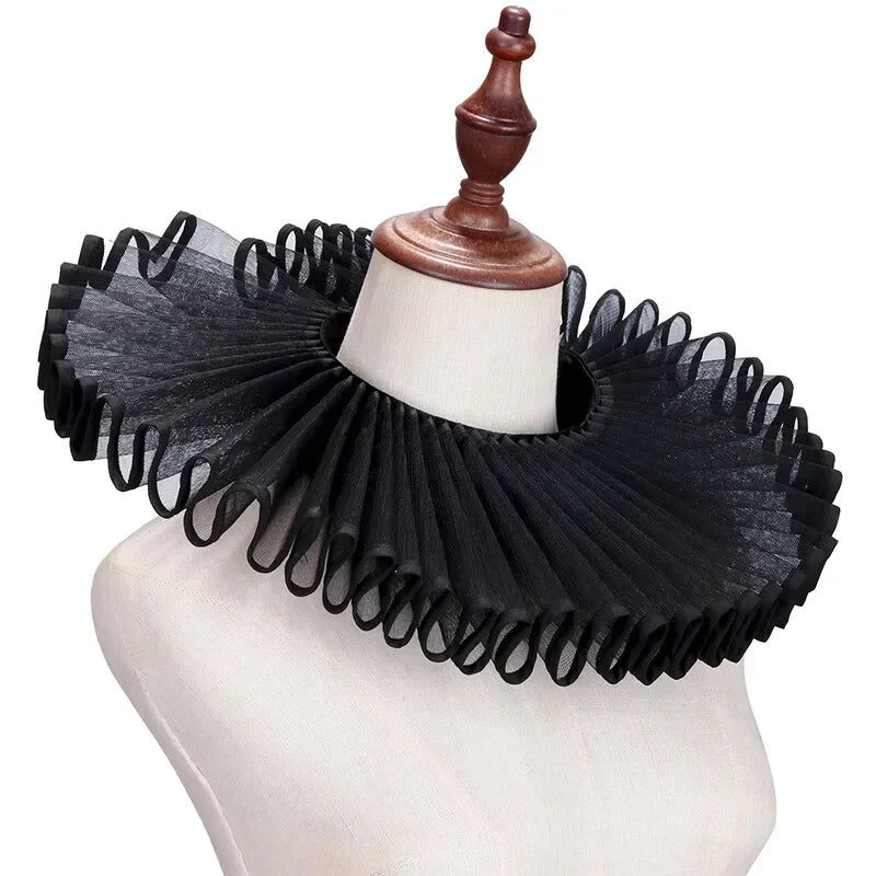 Clown Costume Collar Victorian Renaissance Neck Ruffle Choker Vintage Mesh Neck Halloween - White2 / one size
