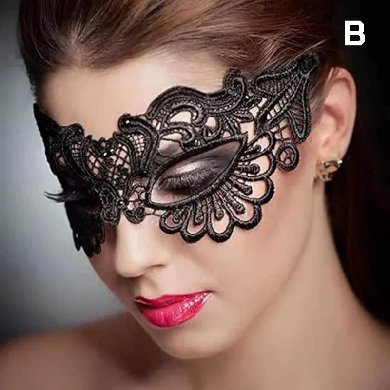 Women's 1Pc Makeup Ball Lace Mask Half Face Cloak Costume - alternate view 8