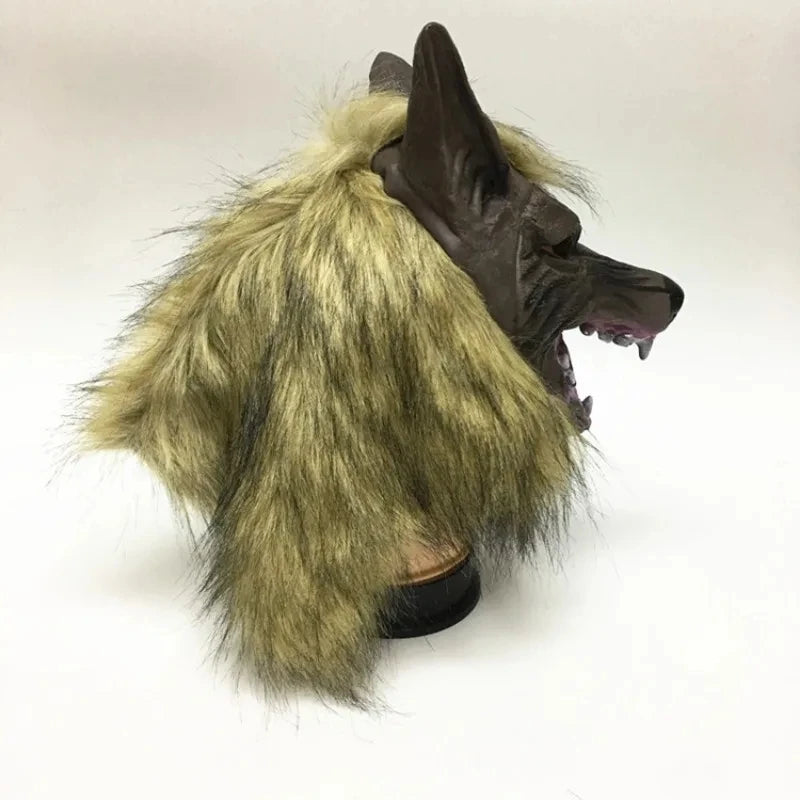 Werewolf Costume Mask Wolf Gloves Costume Halloween Latex Rubber Wolf Head Hair Mask - mask gloves / One Size