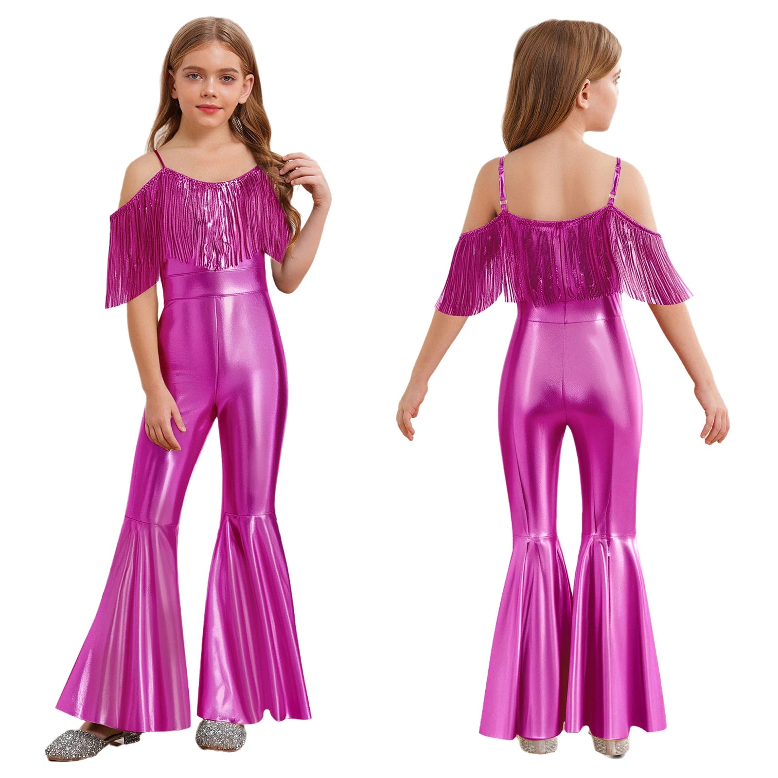 Kids' Disco Shiny Hippie Sleeveless Sequins Tassels 70s 80s Costume - alternate view 19