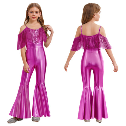 Kids' Disco Shiny Hippie Sleeveless Sequins Tassels 70s 80s Costume - alternate view 19