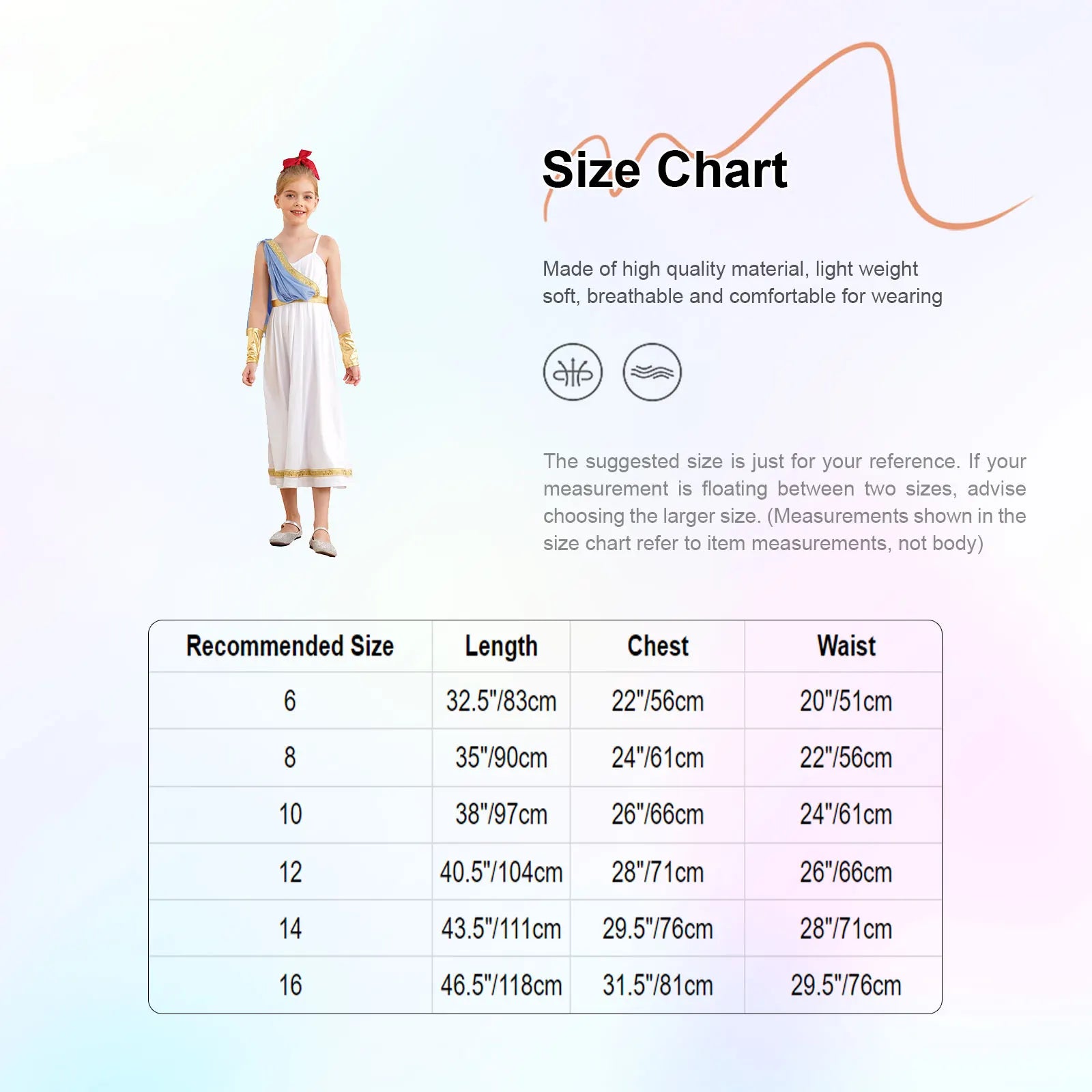Kids Girls Ancient Greek Princess Costume Cosplay Party Dress High Waist Cami Dress Halloween Carnival Dress - product image 5