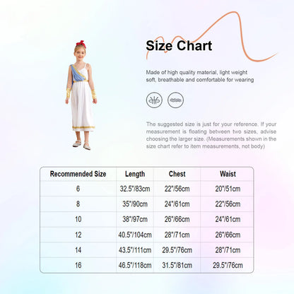 Kids Girls Ancient Greek Princess Costume Cosplay Party Dress High Waist Cami Dress Halloween Carnival Dress - product image 5