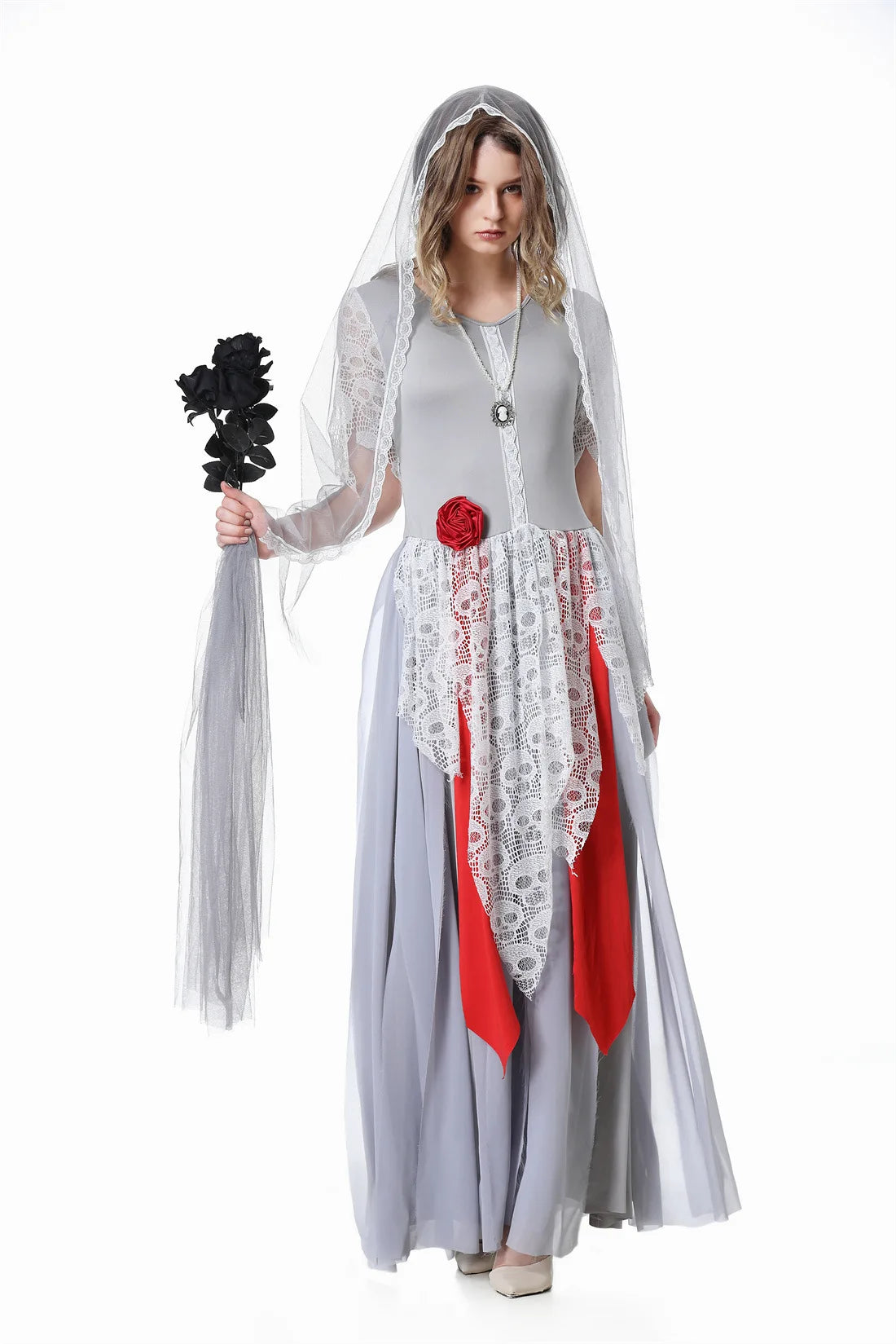 Adult Womens Spooky Spectral Bride Dress Halloween Themed Roleplay Outfit For - product image 6