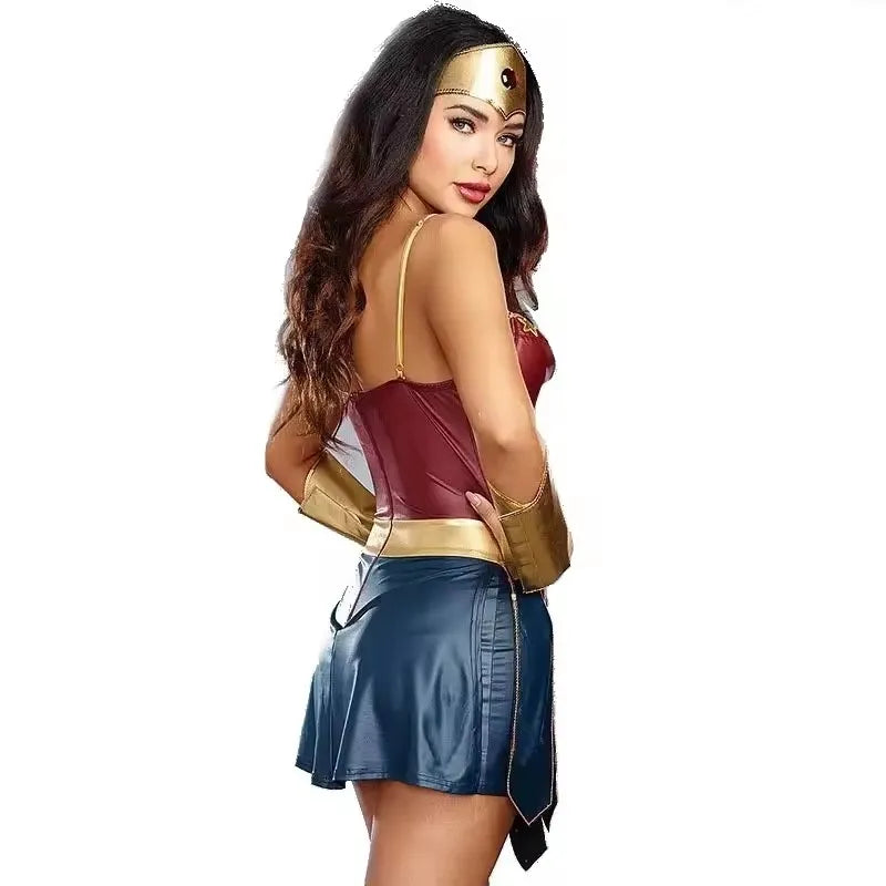 Women's Superhero Wonder Superwomen Halloween Costume - red / M