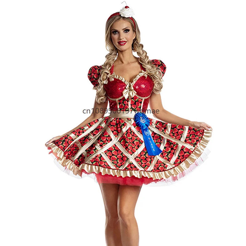 Women's Gothic Vampire Halloween Costume Black Red Lace Mini Dress Adult Female Masquerade Carnival Witch - product image 3