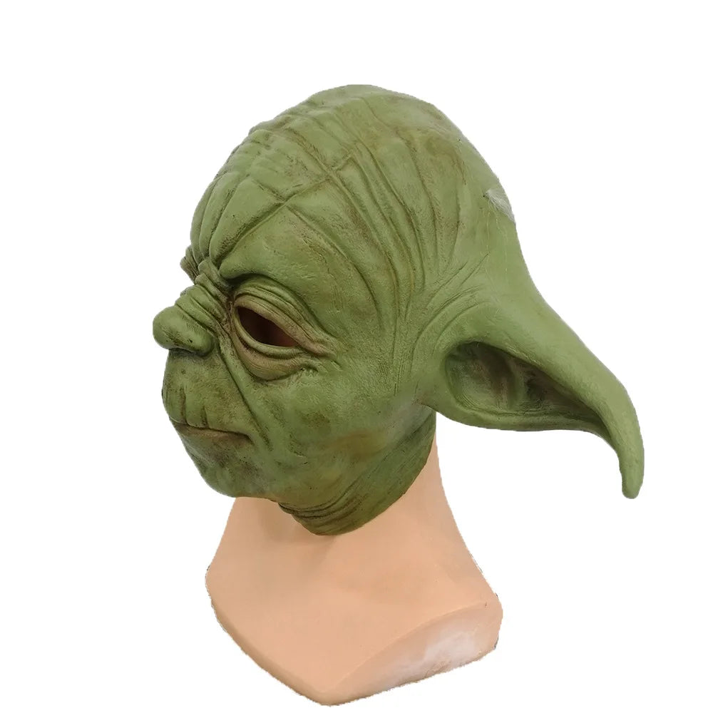 Master Yoda Mask Green Full Head Latex Mask Halloween Party Masquerade Costume Prop MandalorianCosplay