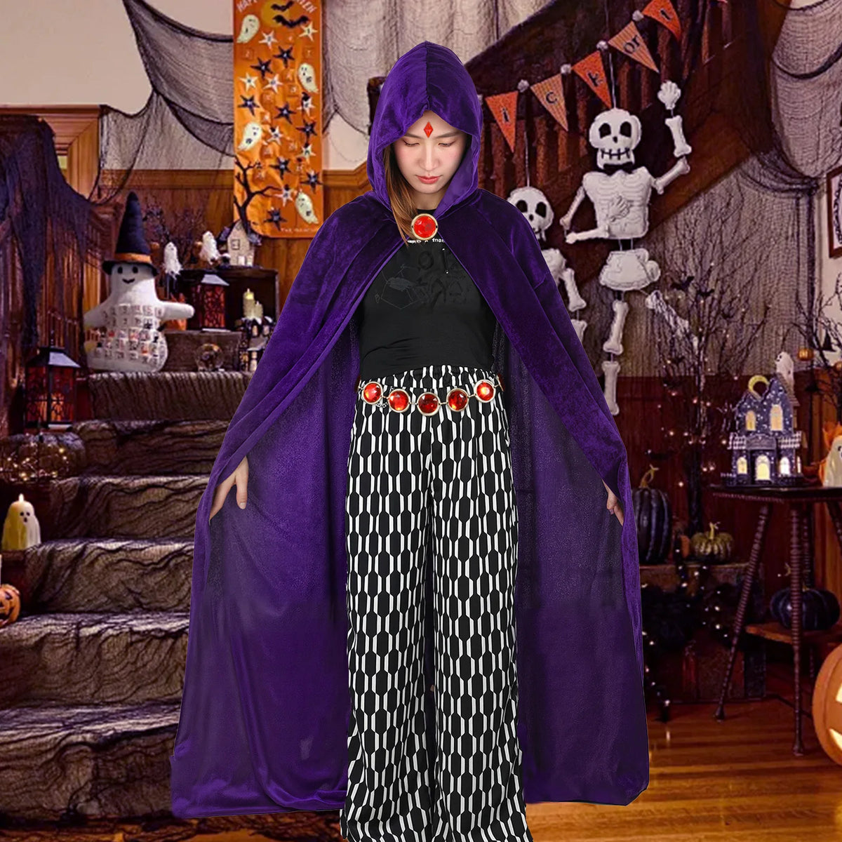 Raven-Inspired Superhero Costume for Girls | Purple Cloak & Accessories