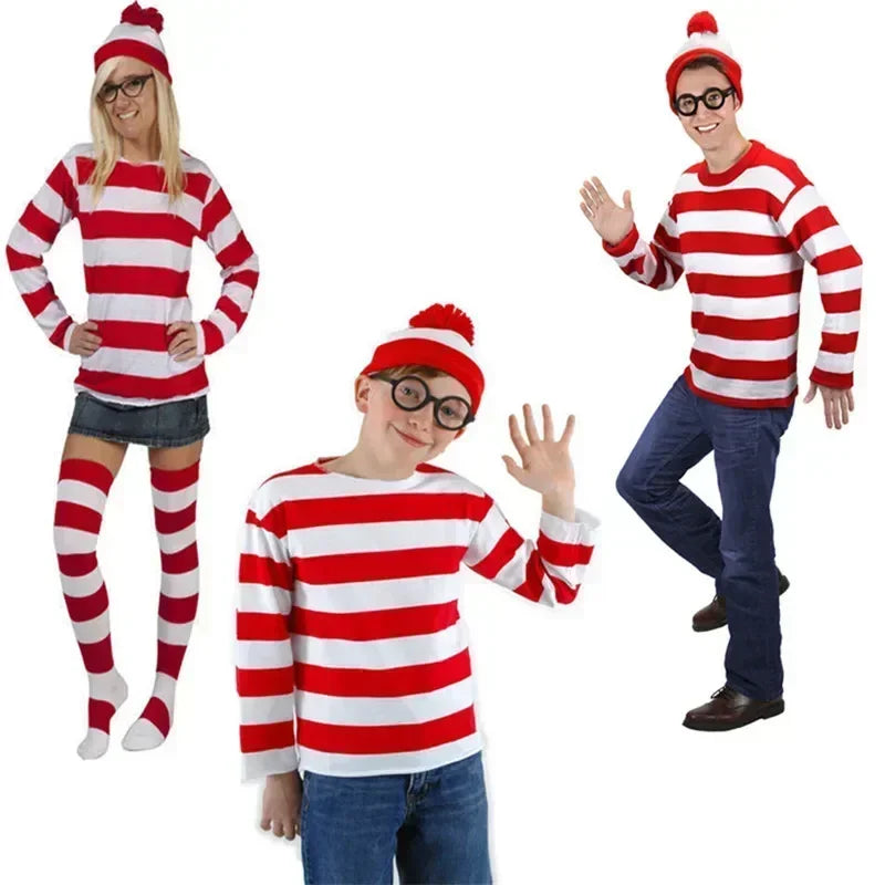 Red Striped Explorer Striped Shirt Youth Boys Striped Explorer Costume Shirt Glasses And