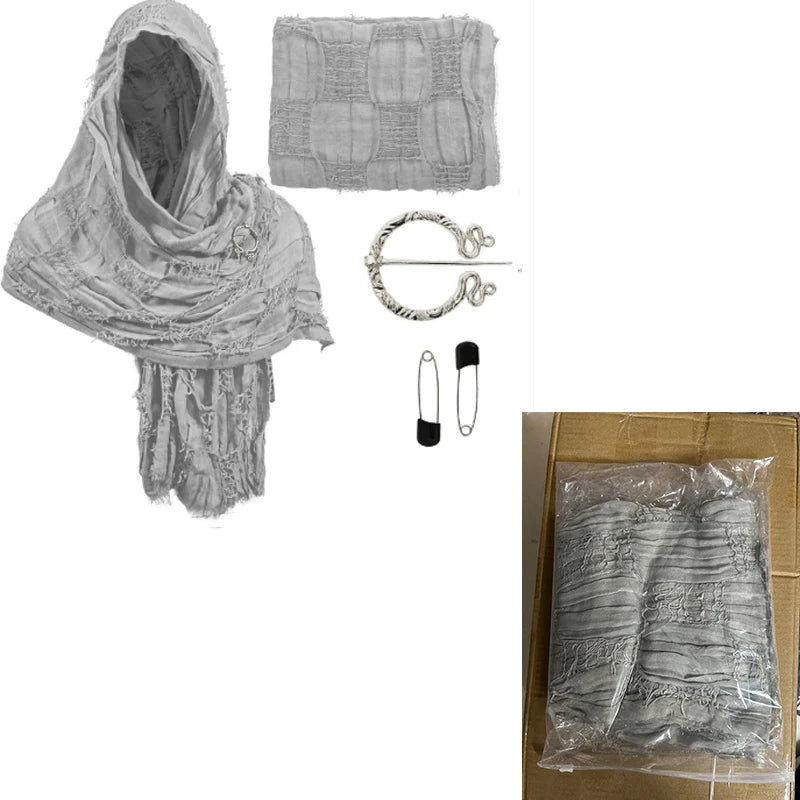 Medieval Halloween Cloak Renaissance Costume Cape Wrap Dune Wasteland Hooded Shawl with - View 13