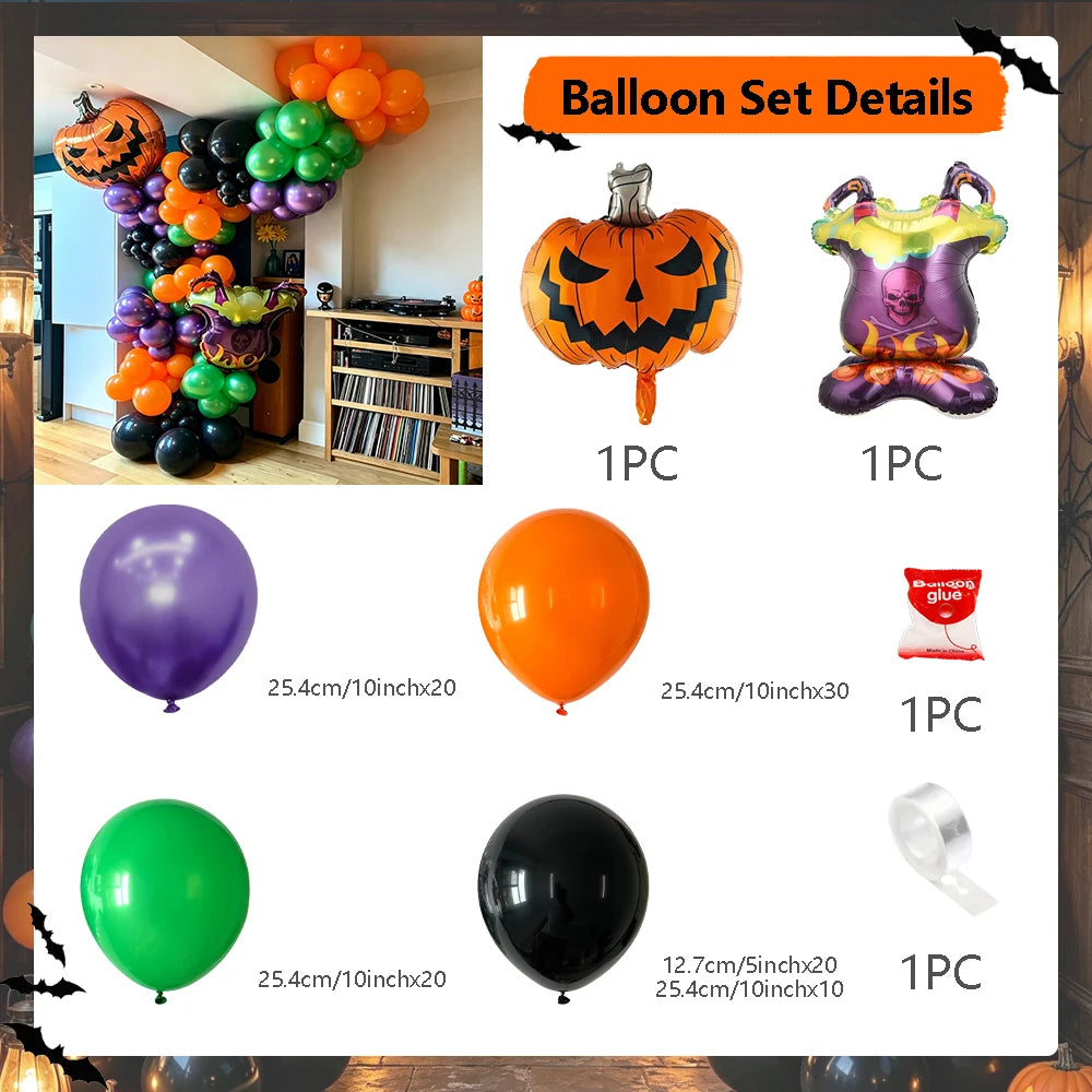 Classic Halloween Color Scheme balloon Set, Pumpkin Head Witch Hat Aluminum - product image 6