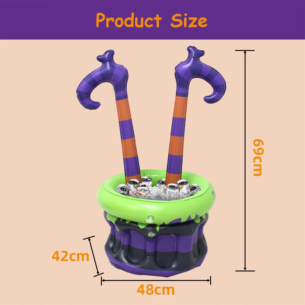 Inflatable Witch Legs Cauldron Cooler, Blow-Up Witch Pot Ice Bucket for Spooky Themed Parties, Halloween - product image 5