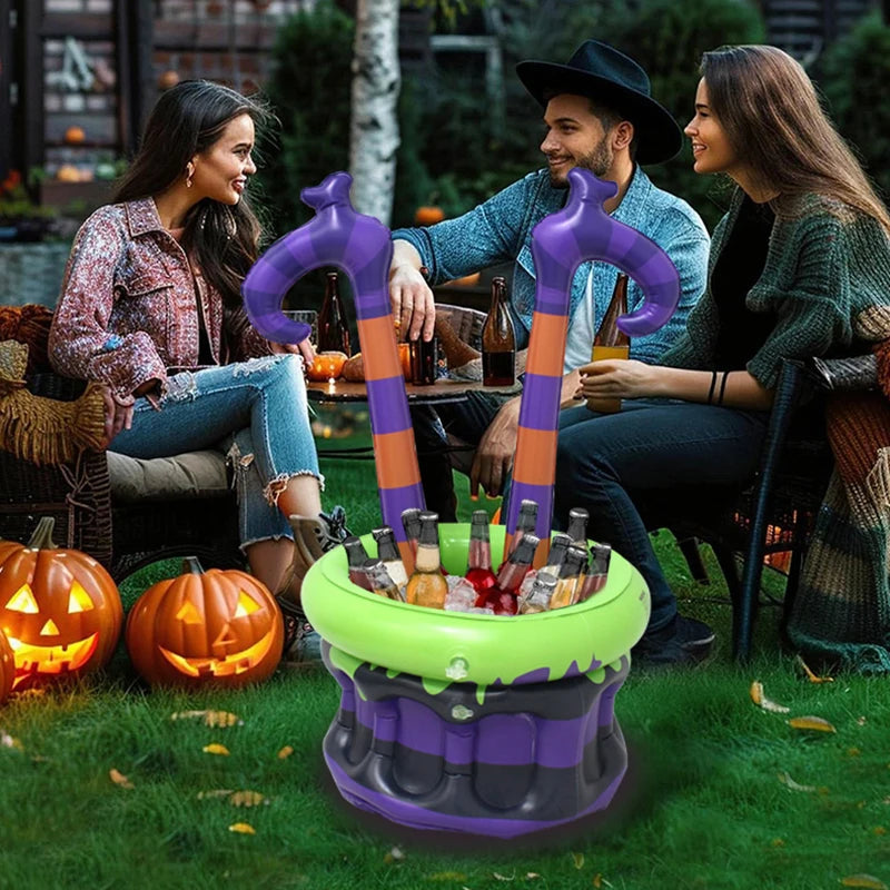 Inflatable Witch Legs Cauldron Cooler, Blow-Up Witch Pot Ice Bucket for Spooky Themed Parties, Halloween - product image 3