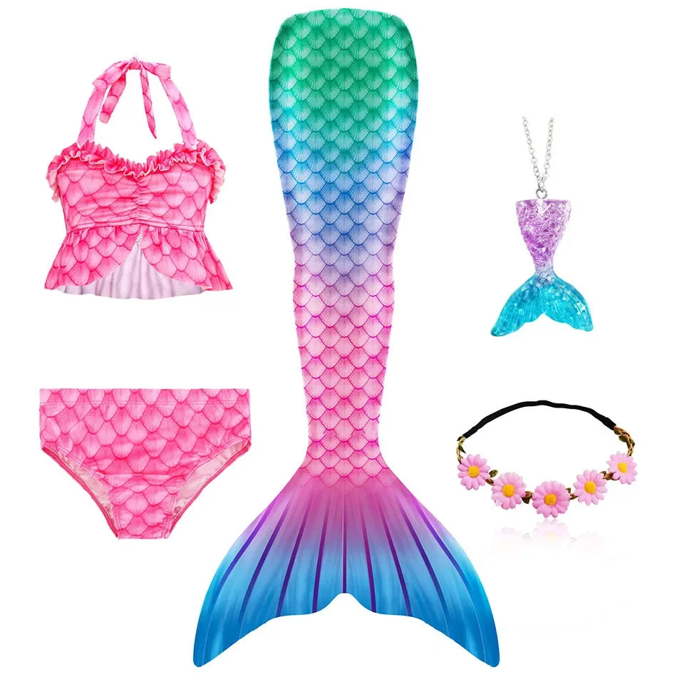 Mermaid Princess-Inspired Tail Memaid Swimsuit Bikini Bathing Suit Costume Girls Can