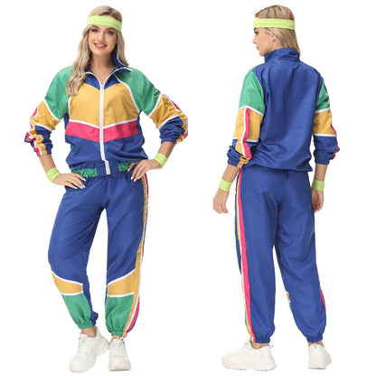 Adult Women Men 80s 90s Retro Sportwear Hippie Disco Cosplay Costume Outfits Halloween Carnival Suit Party - product image 13