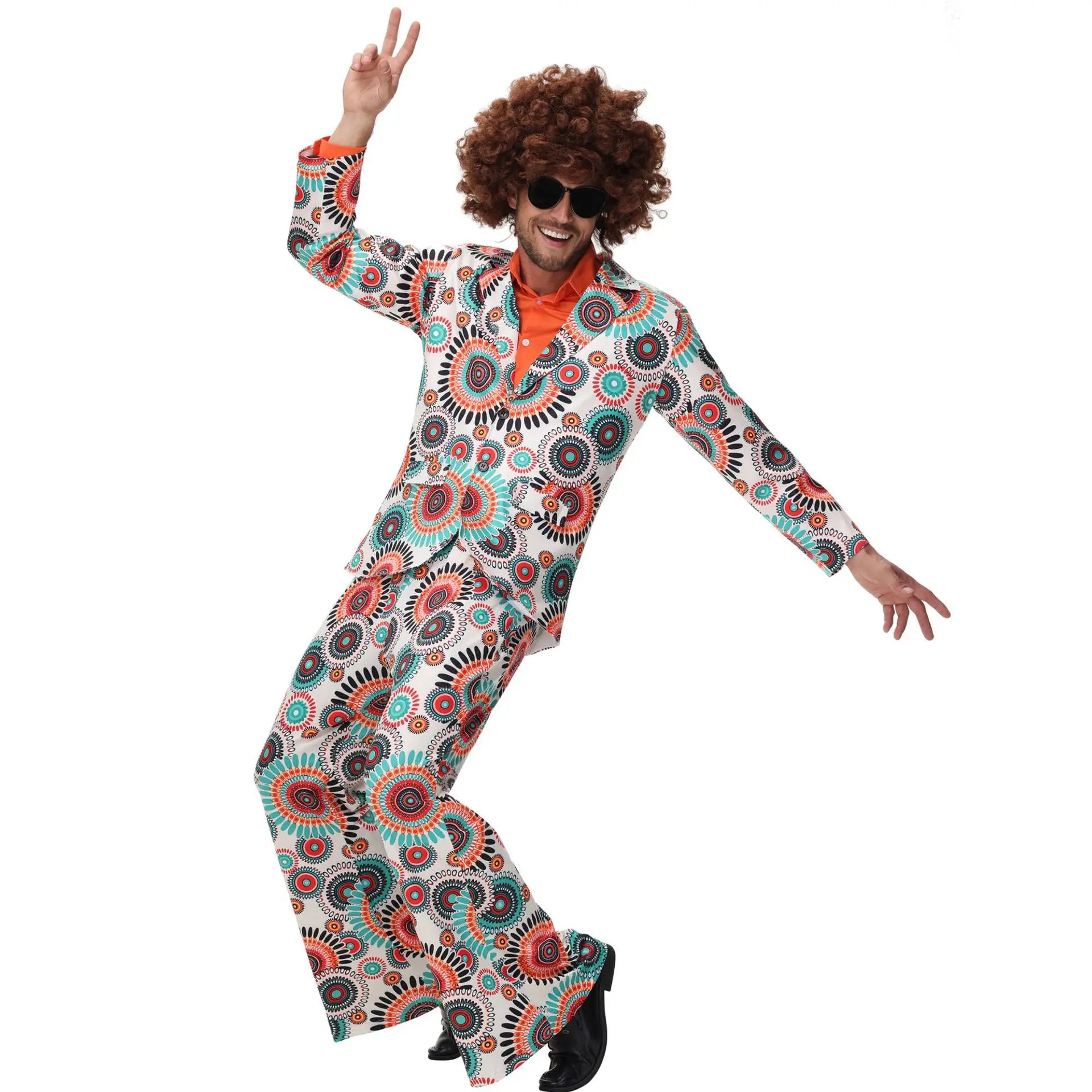 Retro 70s 80s Hippie Costume for Men Women Disco Couples Hippie Costume Dress Up Adult - men / XL
