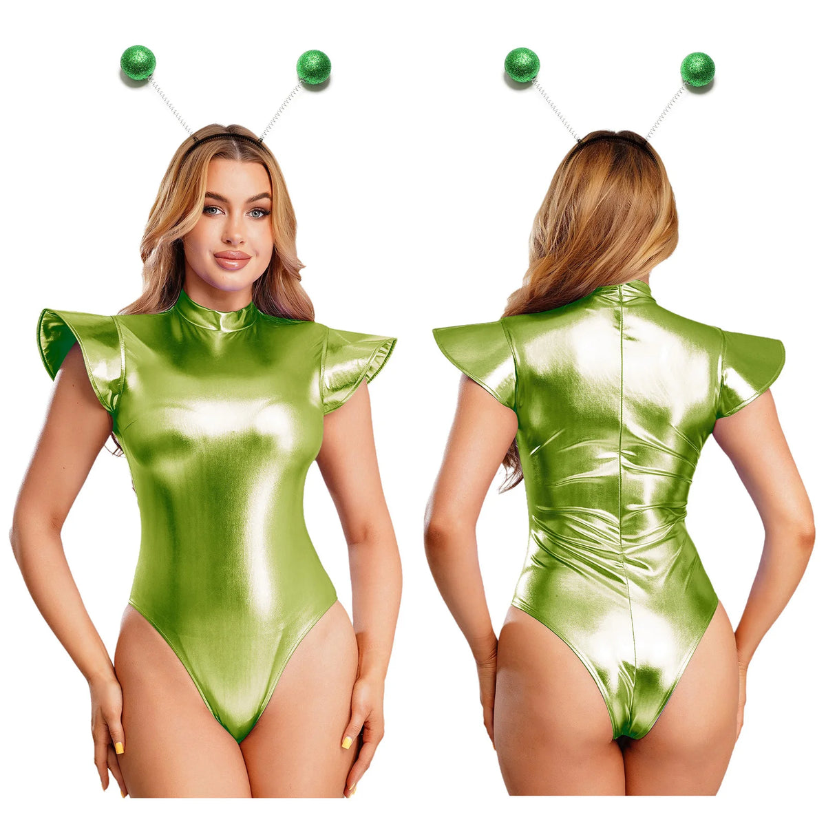 TiaoBug Women's Metallic Space Costume – Astronaut Bodysuit & Headwear