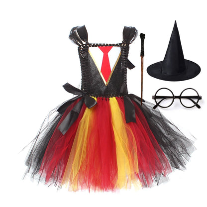 Magic Hermoine Girl Tutu Dress for Halloween Cosplay Costume Potter Witch Cosplay Clothes Kids Birthday Party - product image 10