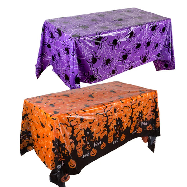 Halloween Decoration Tablecloth Pumpkin Spider Web Plastic Folding Setsholidayparty - product image 1