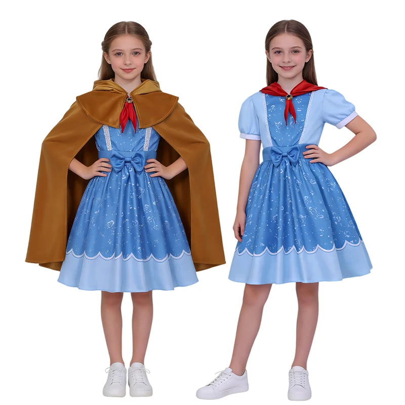 Stranger Retro Fantasy Girl Cosplay Costume Hooded Cloak Dress Scarf Stage Performance Disguise