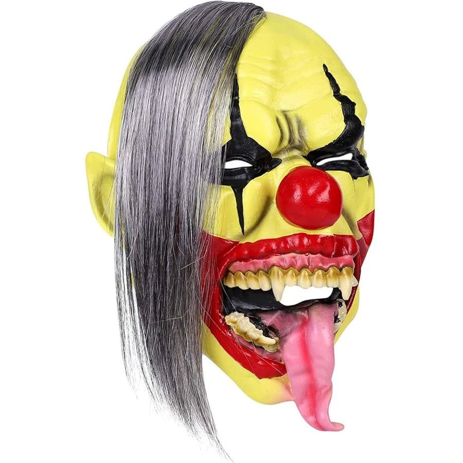 Halloween Mask – Green Horror Clown Mask with Hair, Terrifying Halloween Costume Face Mask for AdultsParty