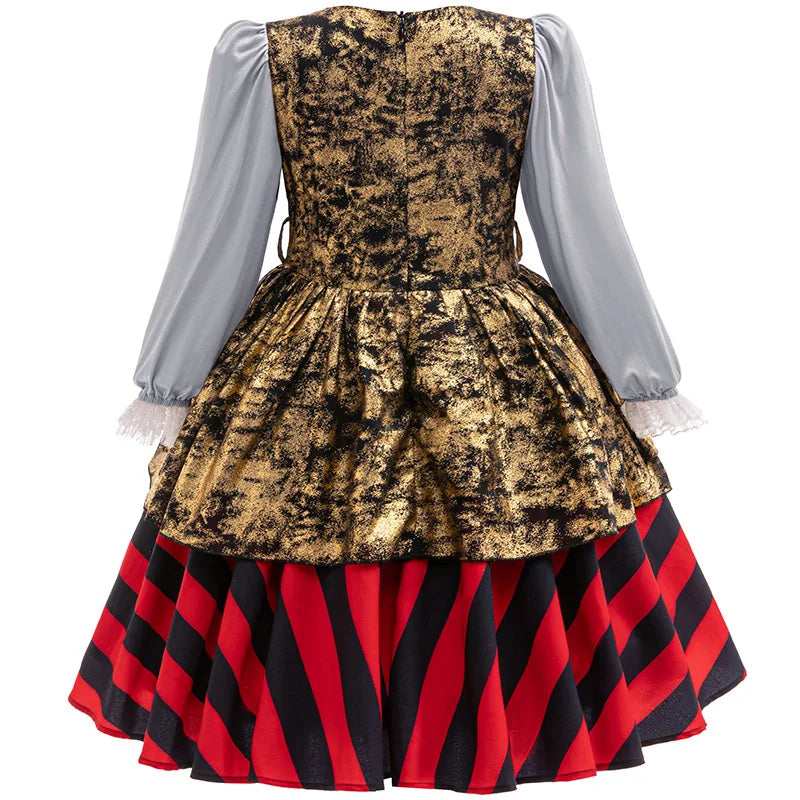 Striped Princess Costume for Girls | Long-Sleeve Lace Dress