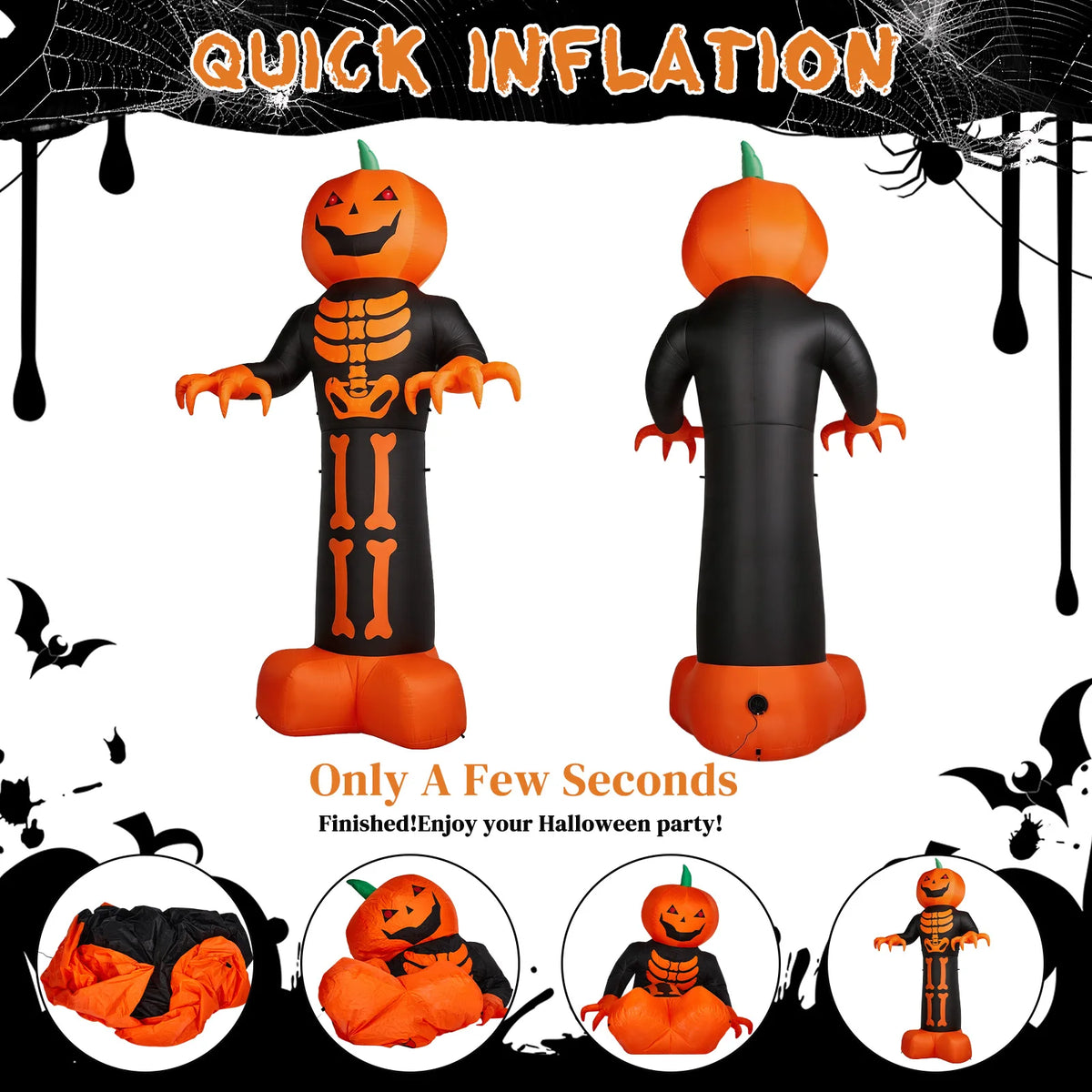 Grim Reaper Skeleton Halloween Decoration - Black Inflatable - product image 5