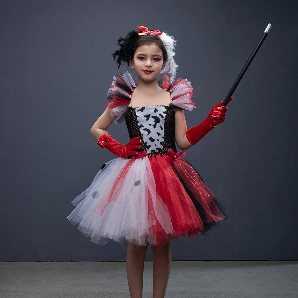 Girls Cruella-Inspired Black & White Tutu Costume
