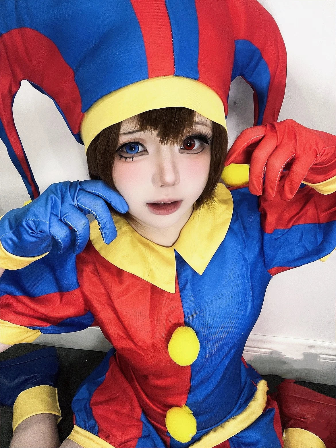Pomni the Amazing Digital Circus Costume Jumpsuit Clown Costume Halloween Adult Cosplay - 1SET / S