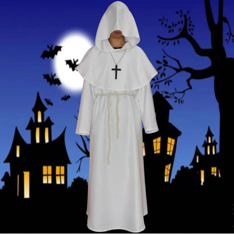 Halloween Costume Ancient Costumes Medieval Monk Costumes Monk Robes Wizard Costumes - black / M