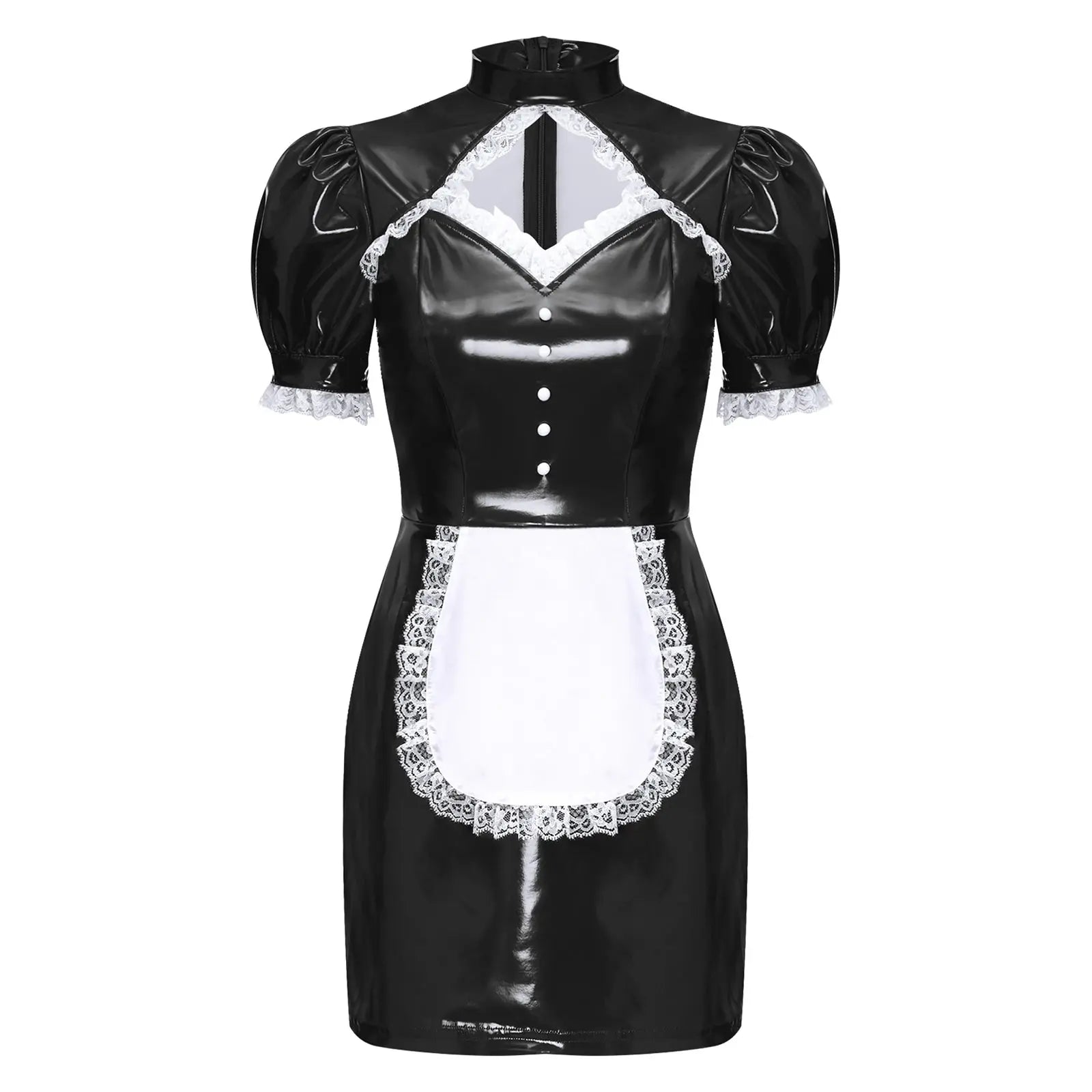 Womens Maidservant Halloween Party Outfits PU Leather Maid Cosplay Costume - product image 3