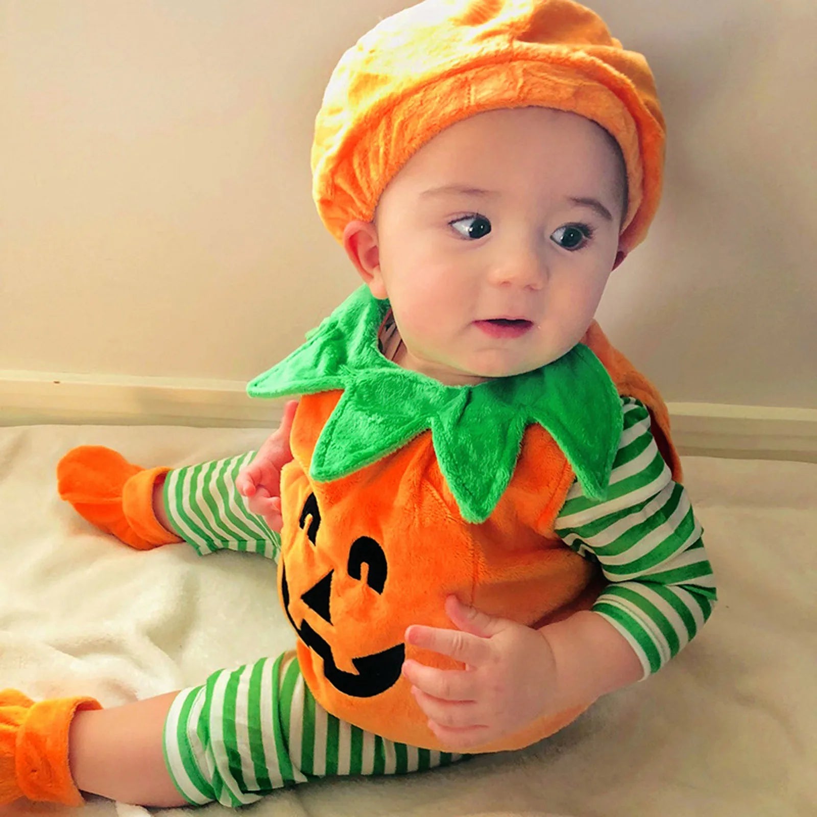 Kids' Pumpkin Hat Baby Stage Suit Halloween Costume - Orange / 110