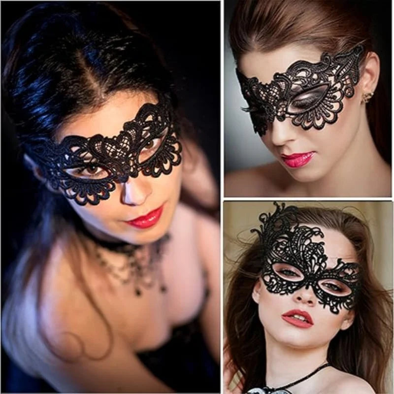 Women's 1Pc Makeup Ball Lace Mask Half Face Cloak Costume - alternate view 2