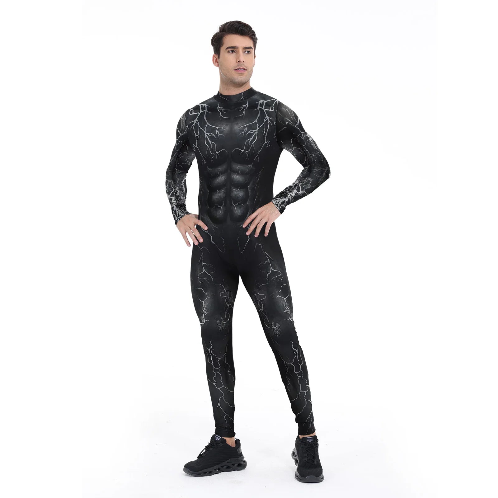 Halloween Adult Women's Digital Printing Suit Skeleton Sexy Slim Fit Long Sleeve - Discount Halloween City