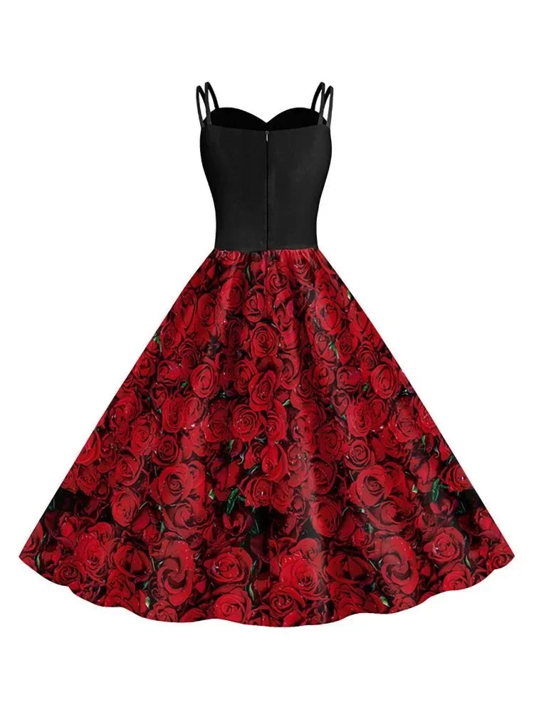 Women's New for Skull Print Halter Dress Sleeveless Tunic Vintage Dresses Costume - alternate view 4