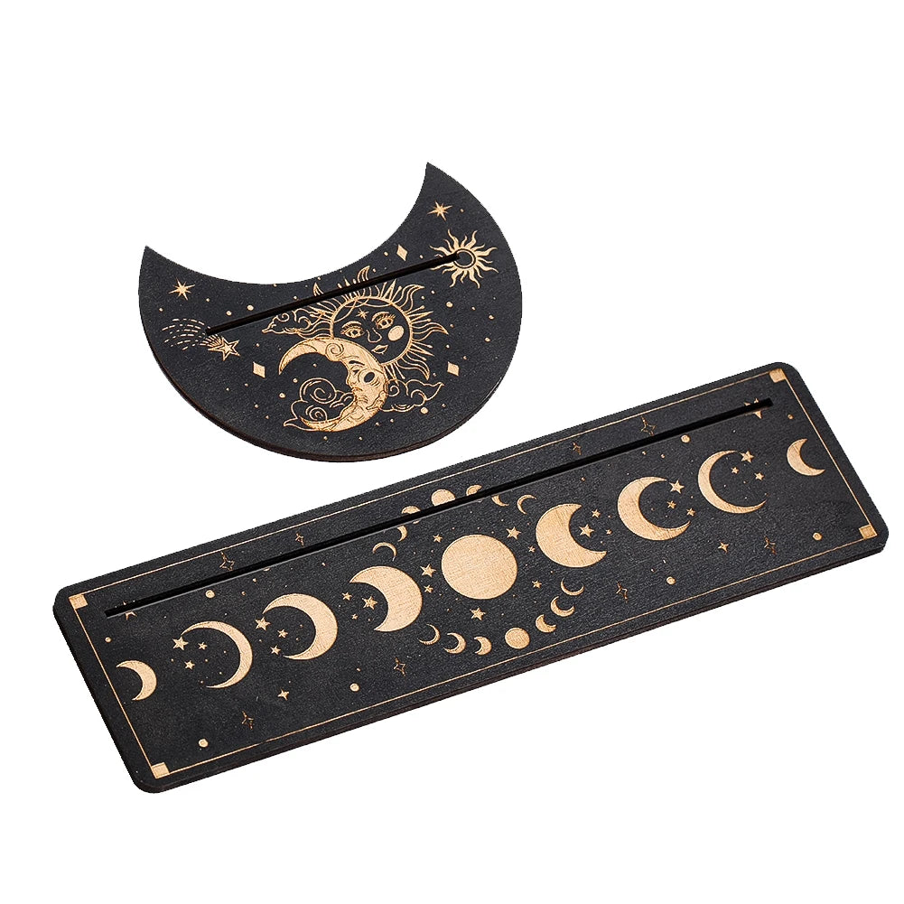 Sun & Moon Wooden Tarot Card Display Stand – 2 Piece Set