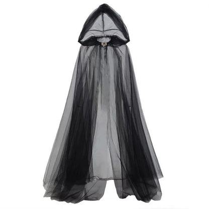 Halloween Cosplay - Ghost Costume with Hooded Cloak, Death God Witch Net-like Long - Discount Halloween City