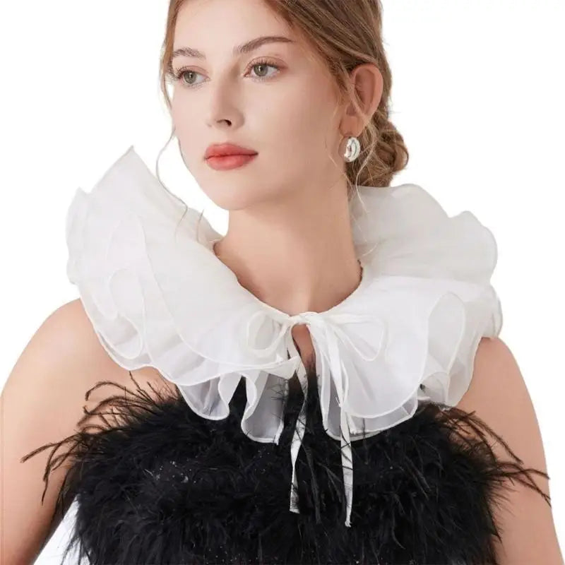 39BD Clown Costume Mesh Ruff Collar Halloween Decoration Victorian Neckpiece - View 9
