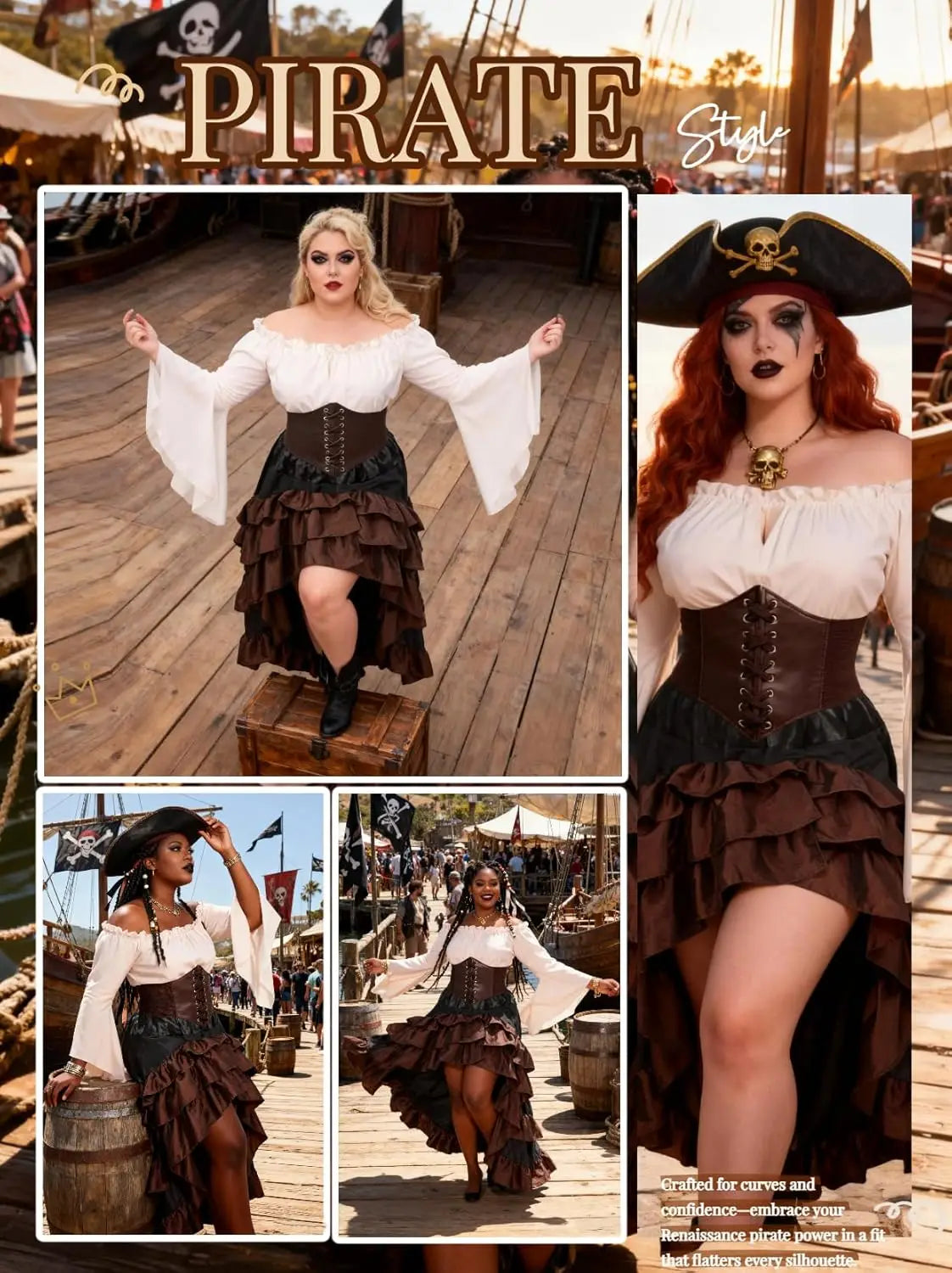 Women's Renaissance Pirate Halloween Costume Set