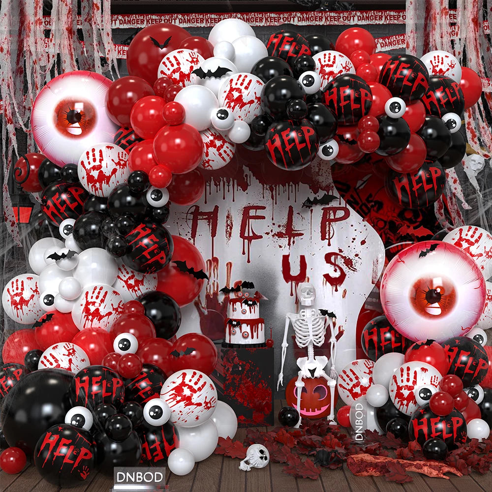 117pcs Halloween Balloon Garland Arch Kit Red Black White Latex Balloon Bloody Eyes Foil Balloon Horror - product image 1