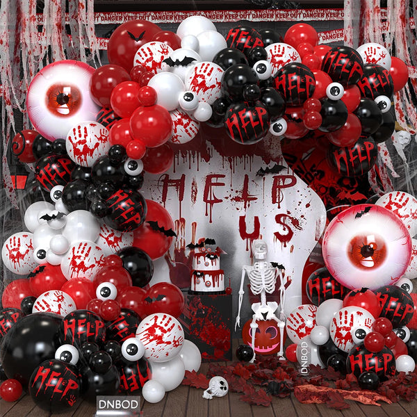 117pcs Halloween Balloon Garland Arch Kit Red Black White Latex Balloon Bloody Eyes Foil Balloon Horror - product image 1